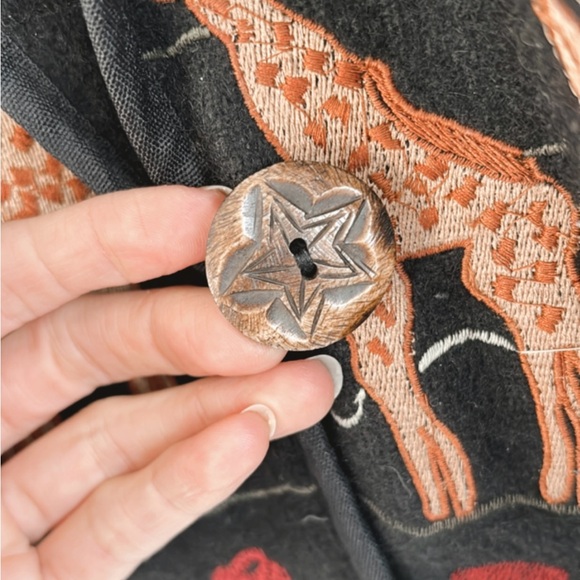 Ali Miles Embroidered Jacket Wool Animals Giraffes Artsy Art Teacher Unique - Picture 12 of 16